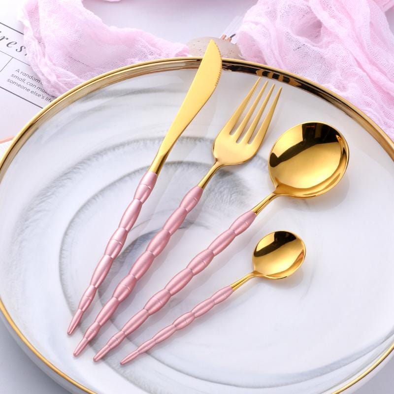Modern Unique Artsy Cutlery Set - Pink - Cutlery Set