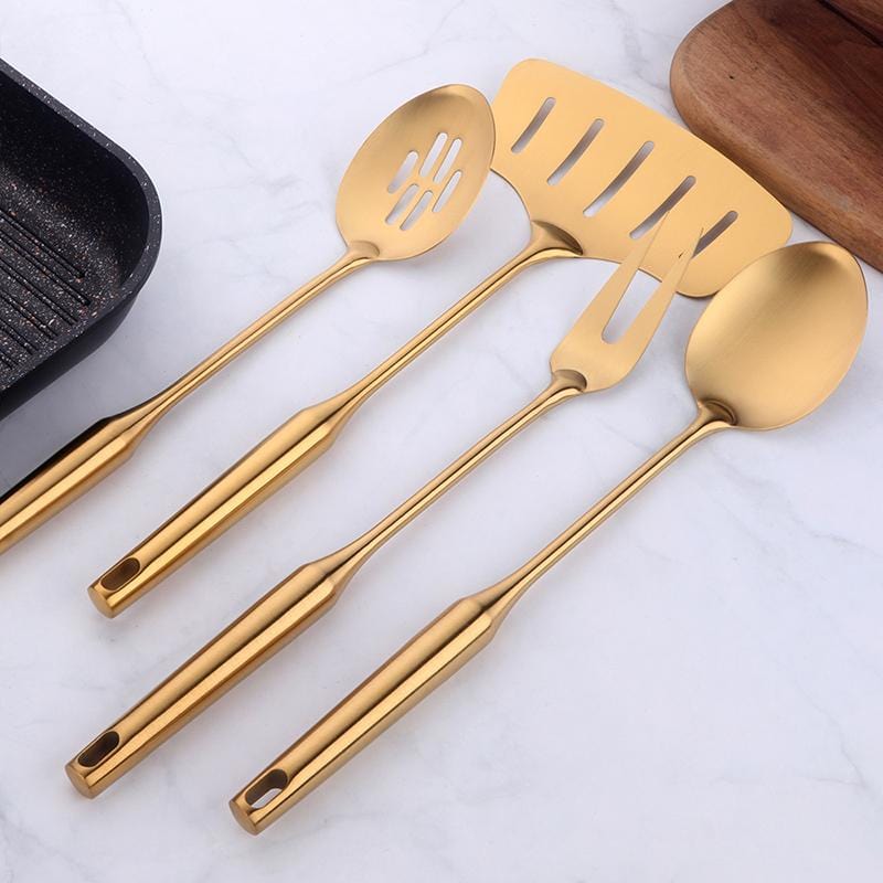 Modern Unique Golden Serving Set 4 pc - Gold - Cutlery Set