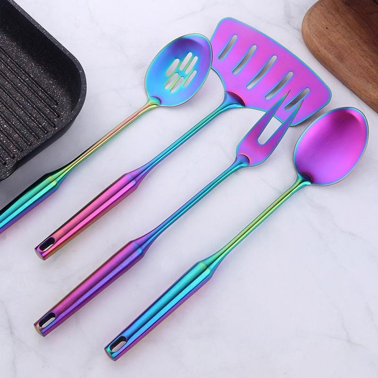 Modern Unique Golden Serving Set 4 pc - Rainbow - Cutlery 