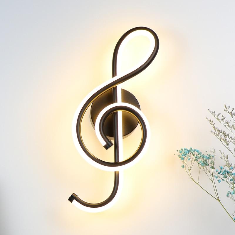 Mozart - Musical Note Wall Lamp - Black / Cold White 