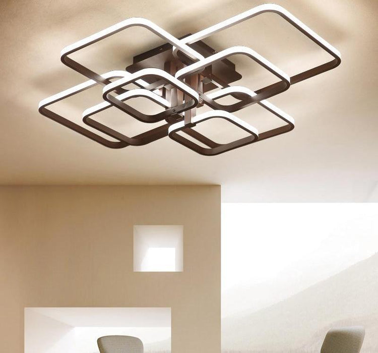 Multiple Square Shapes Chandelier - Coffee / Warm White / 58