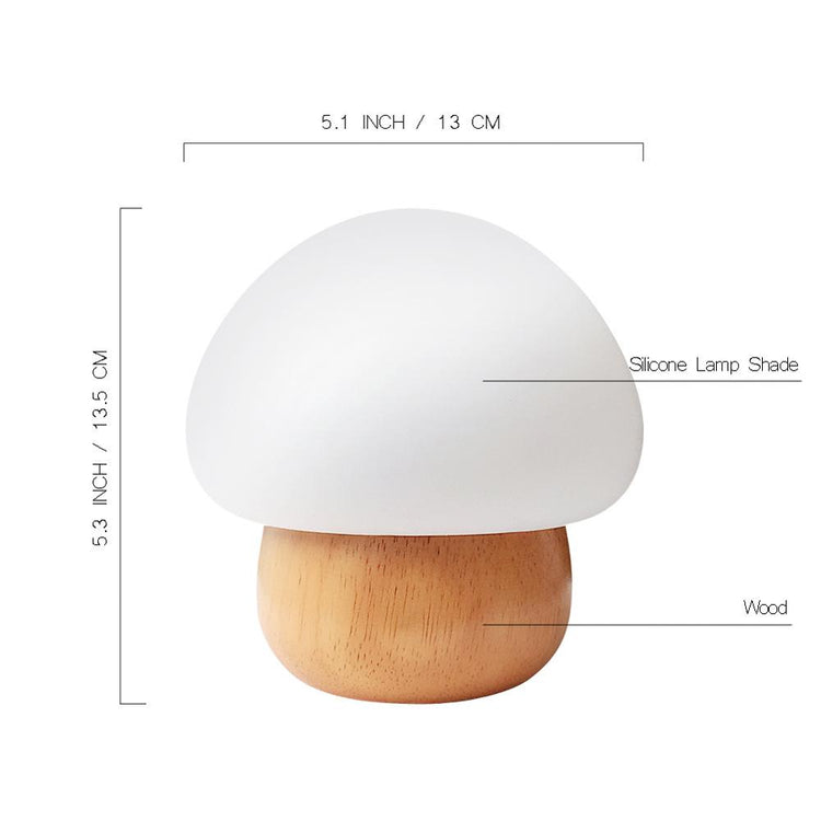 Mushroom Shaped Wood Base Bed Lamp - Bed Lamp