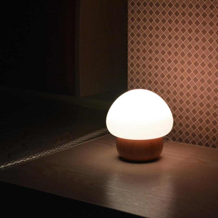 Mushroom Shaped Wood Base Bed Lamp - Bed Lamp