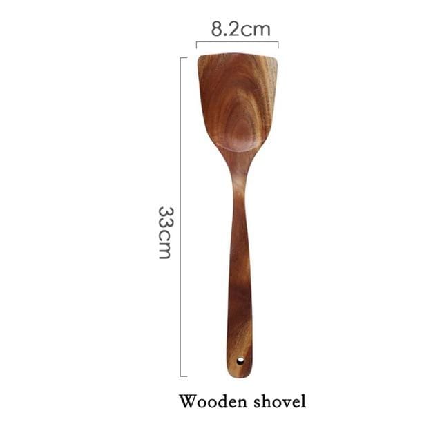 Back to Nature Teak Wood Cooking Ladle Set - Wooden shovel -