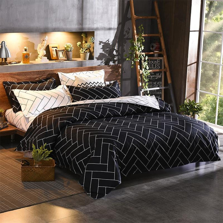 Nordic Geometric Print Duvet Cover Set - Duvet Cover Set