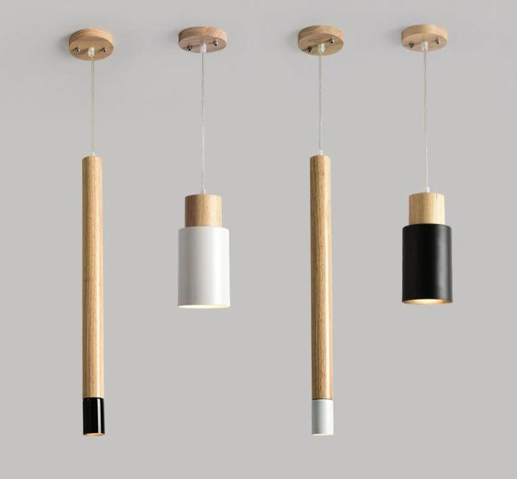 Nordic Long Cylinder Wood Pendant Light - Pendant Lamp