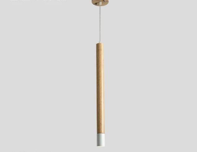 Nordic Long Cylinder Wood Pendant Light - White / Large - 