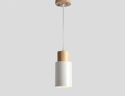 Nordic Long Cylinder Wood Pendant Light - White / Small - 4 