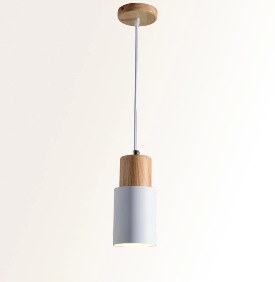 Nordic Modern Wood Base Pendant Lamp - White / Without Light