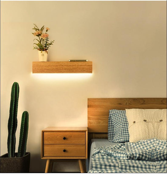 Oak Wood Shelf Wall Lamp - Wall Light