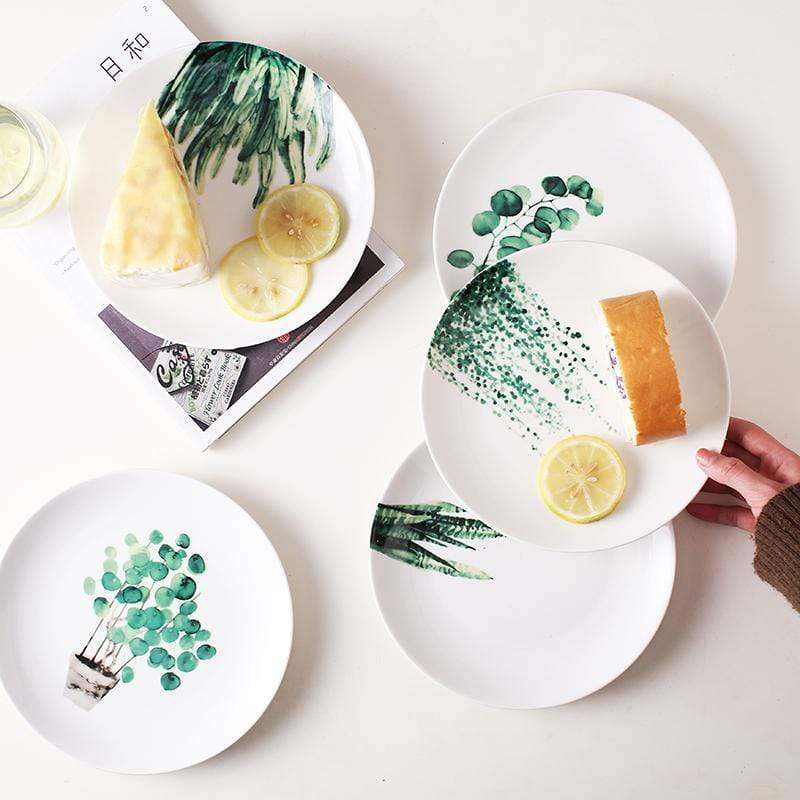 Pastel Green Plant Dinner Plate Collection - Plate