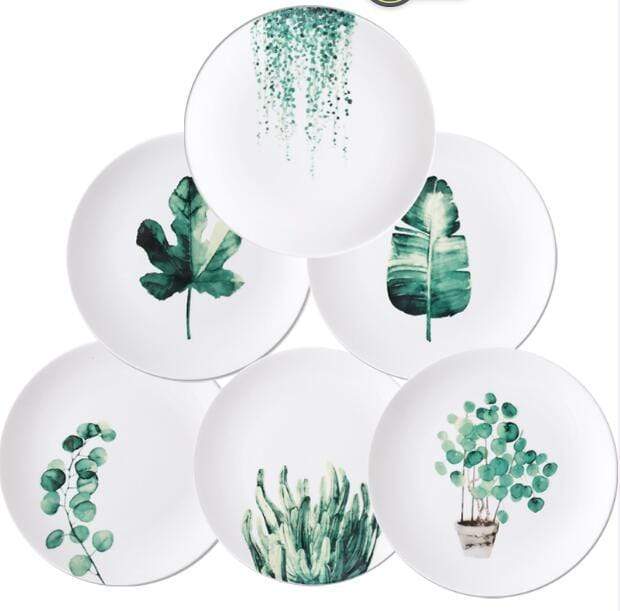Pastel Green Plant Dinner Plate Collection - Regular - Plate