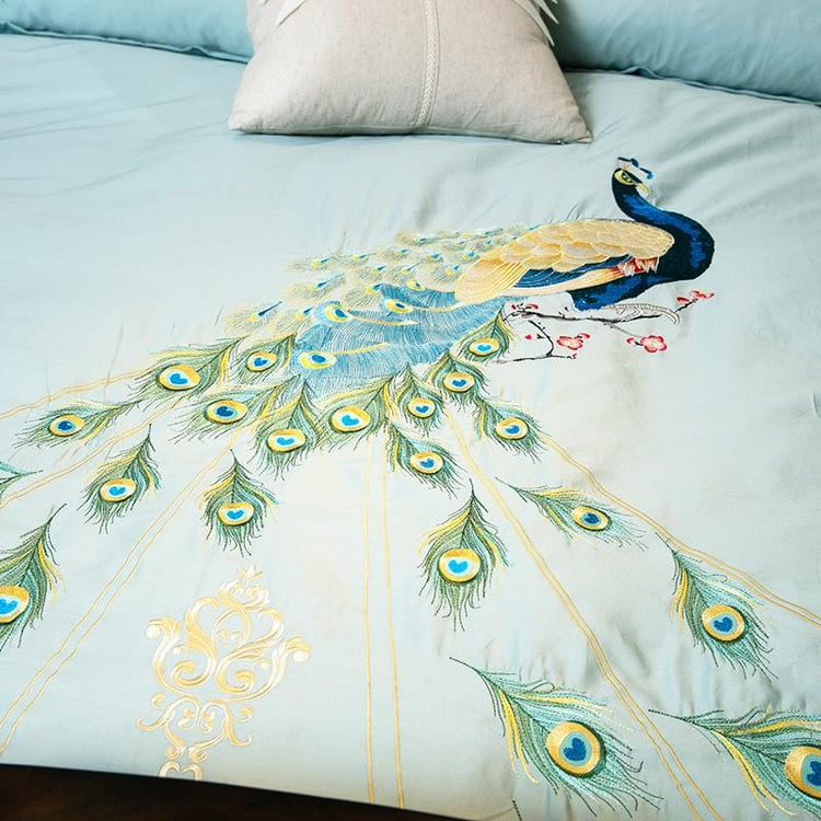 Peacock Chic Egyptian Cotton Duvet Cover Set - Duvet Cover 