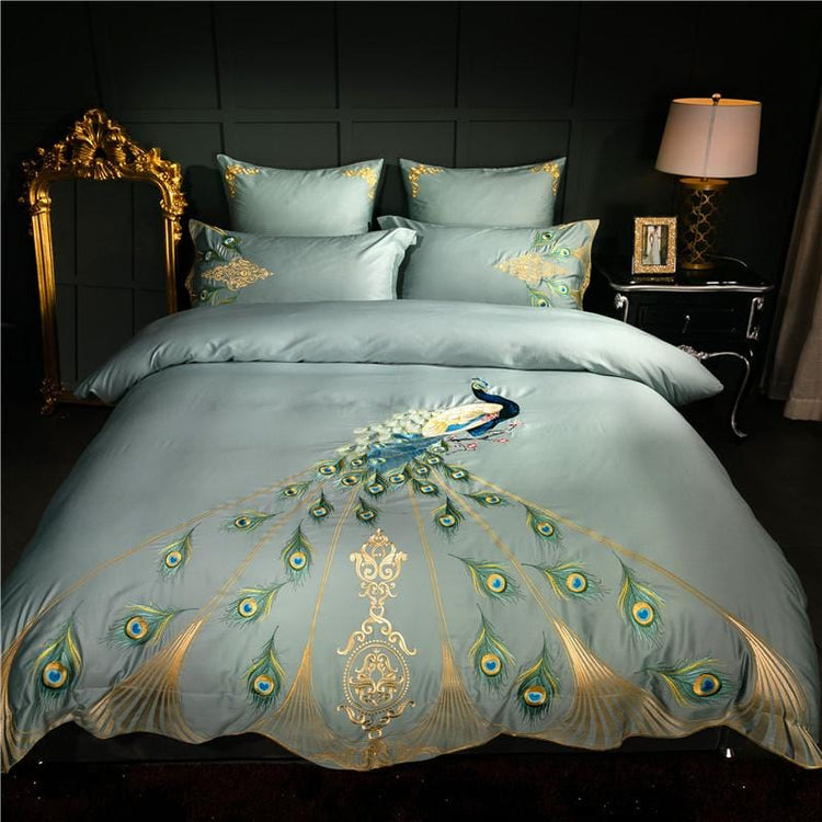 Peacock Chic Egyptian Cotton Duvet Cover Set - Duvet Cover 