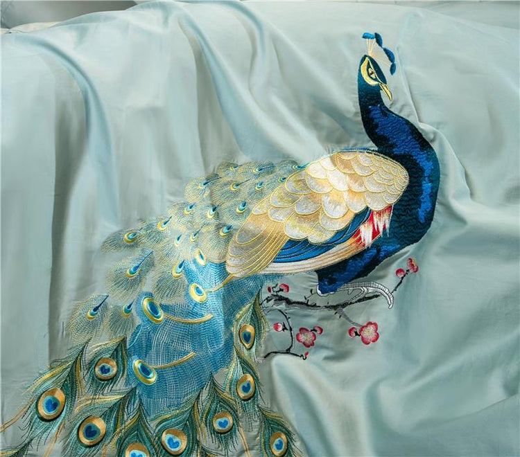 Peacock Chic Egyptian Cotton Duvet Cover Set - Duvet Cover 