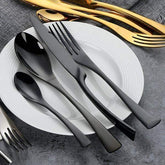 Plain Solid Look Cutlery Set - Black - Cutlery Set