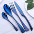 Plain Solid Look Cutlery Set - Blue - Cutlery Set
