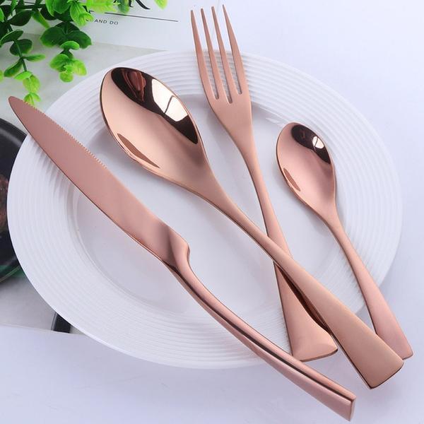 Plain Solid Look Cutlery Set - Rose Gold - Cutlery Set