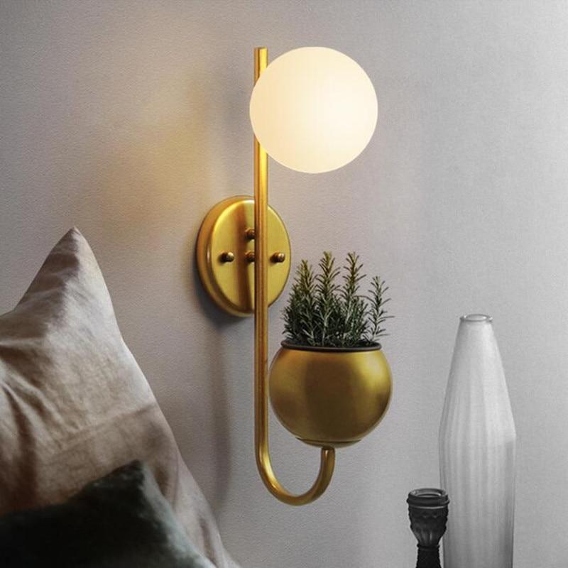 Pleasing Planter Globe LED Wall Mounted Bed Lamp - Gold - 