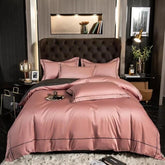 Pristine Gray Egyptian Cotton Duvet Cover Set - Queen / Pink