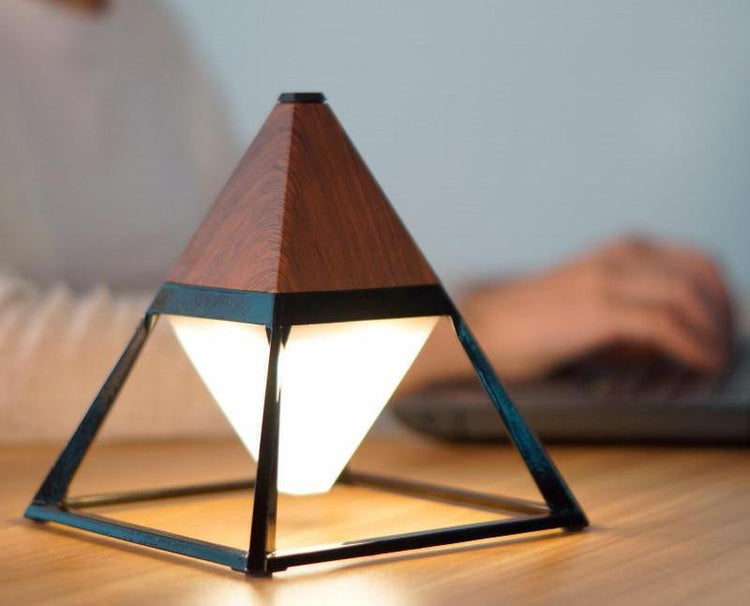 Pyramid Shaped Touch Desk Lamp - Dark Wood - Table Lamp