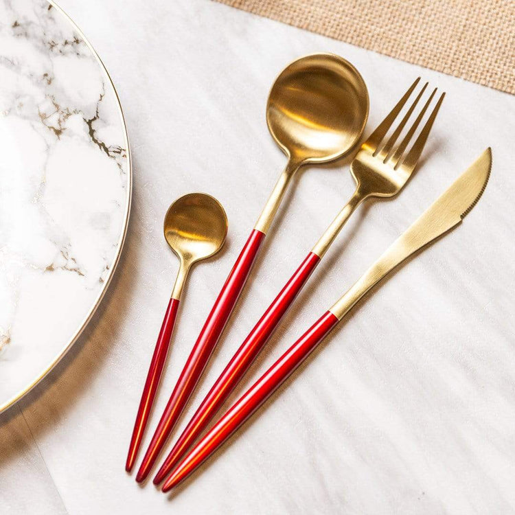 Red Gold Dual Toned Cutlery Set - Cutlery Set