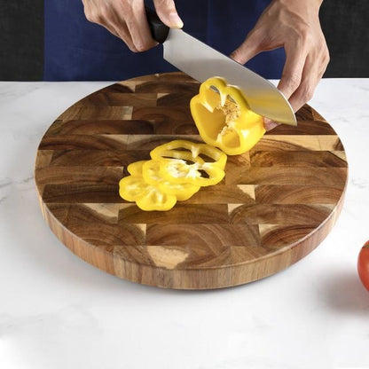 Rock Solid Circular Wooden Cutting Board - A - Kitchen 