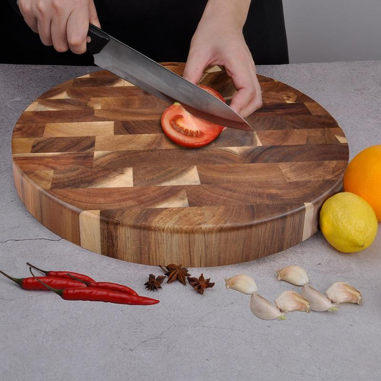 Rock Solid Circular Wooden Cutting Board - Kitchen 