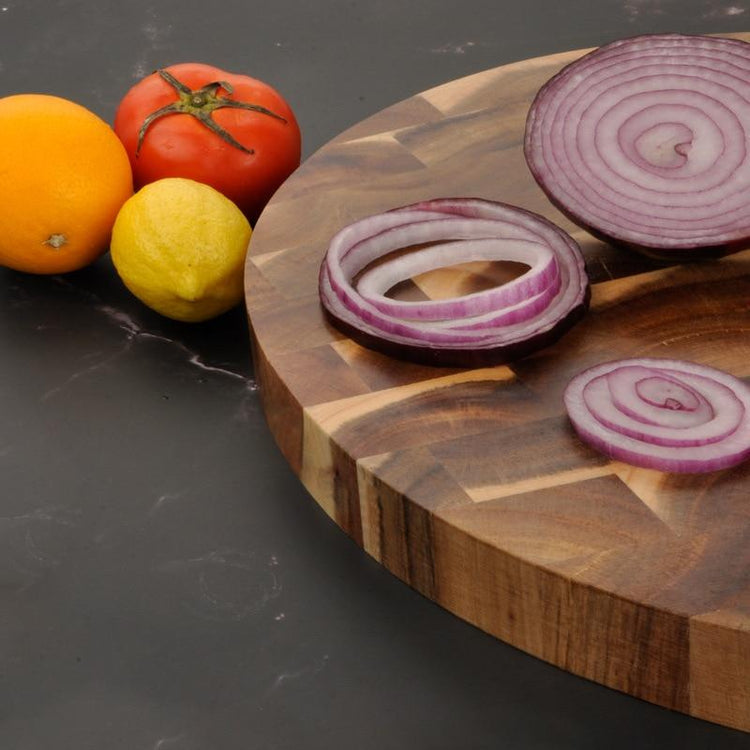 Rock Solid Circular Wooden Cutting Board - Kitchen 