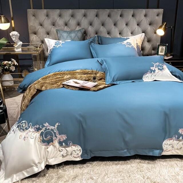 Royal Blue Egyptian Cotton Duvet Cover Set - Duvet Cover Set