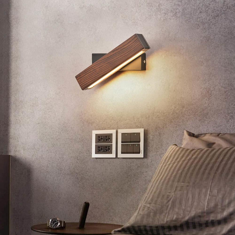 Sanaa - Slanting LED Wall Light - Dark Wood / Small - 8 x 2 