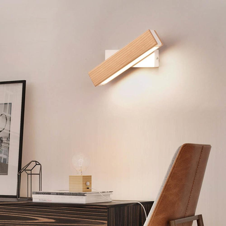 Sanaa - Slanting LED Wall Light - Light Wood / Small - 8 x 2