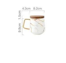 Sleek Black with Gold Touch Mug - White / Wooden Lid - Mug