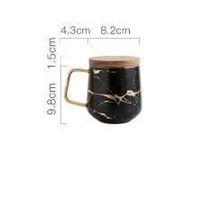 Sleek Black with Gold Touch Mug - Black / Wooden Lid - Mug