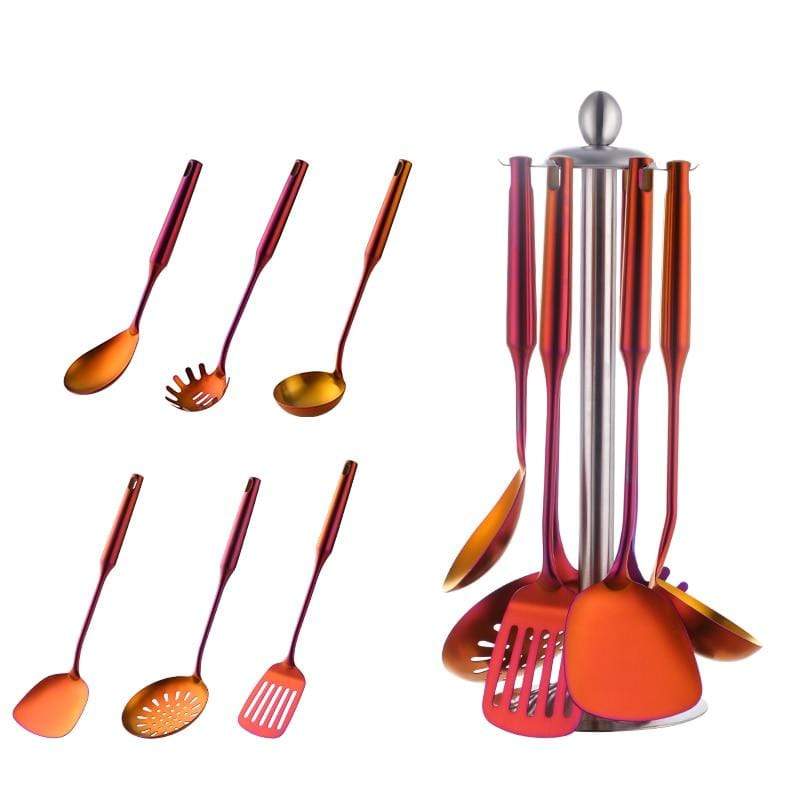 Silicone and Gold Cooking Utensils Set with Gold Utensil 7PC Set