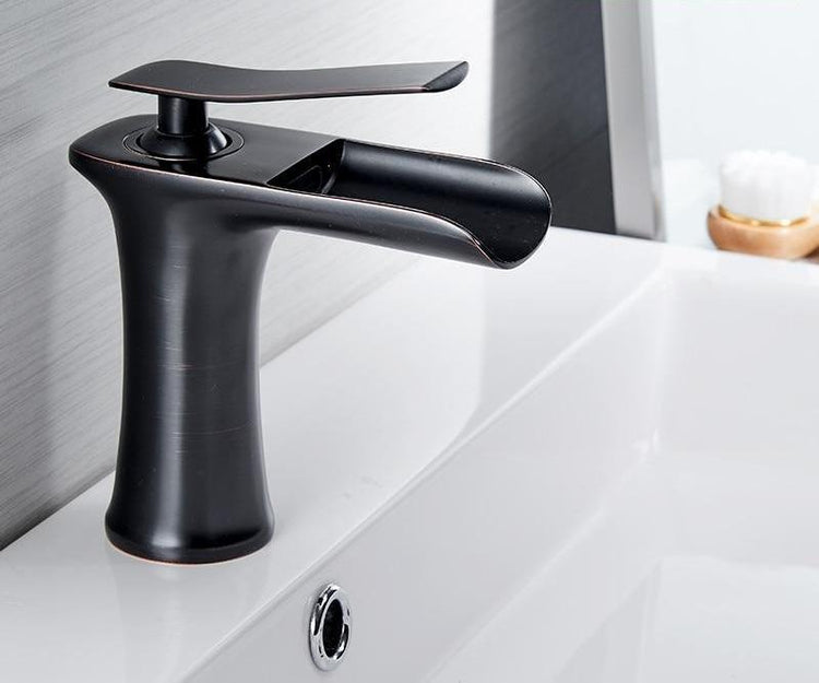 Sleek Modern Waterfall Flow Bath Faucet - Black - Faucet