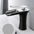 Sleek Modern Waterfall Flow Bath Faucet - Black & Chrome - 