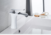 Sleek Modern Waterfall Flow Bath Faucet - White & Chrome - 