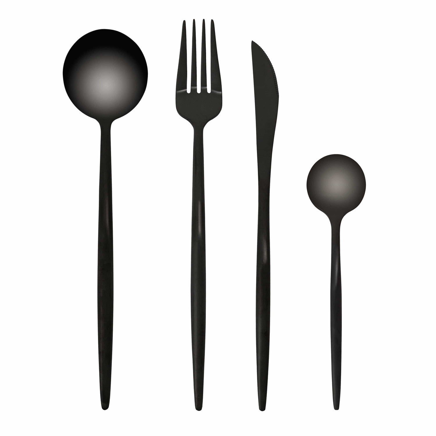 Solid Matte Cutlery Set - Black / 4 Piece Set - Cutlery Set