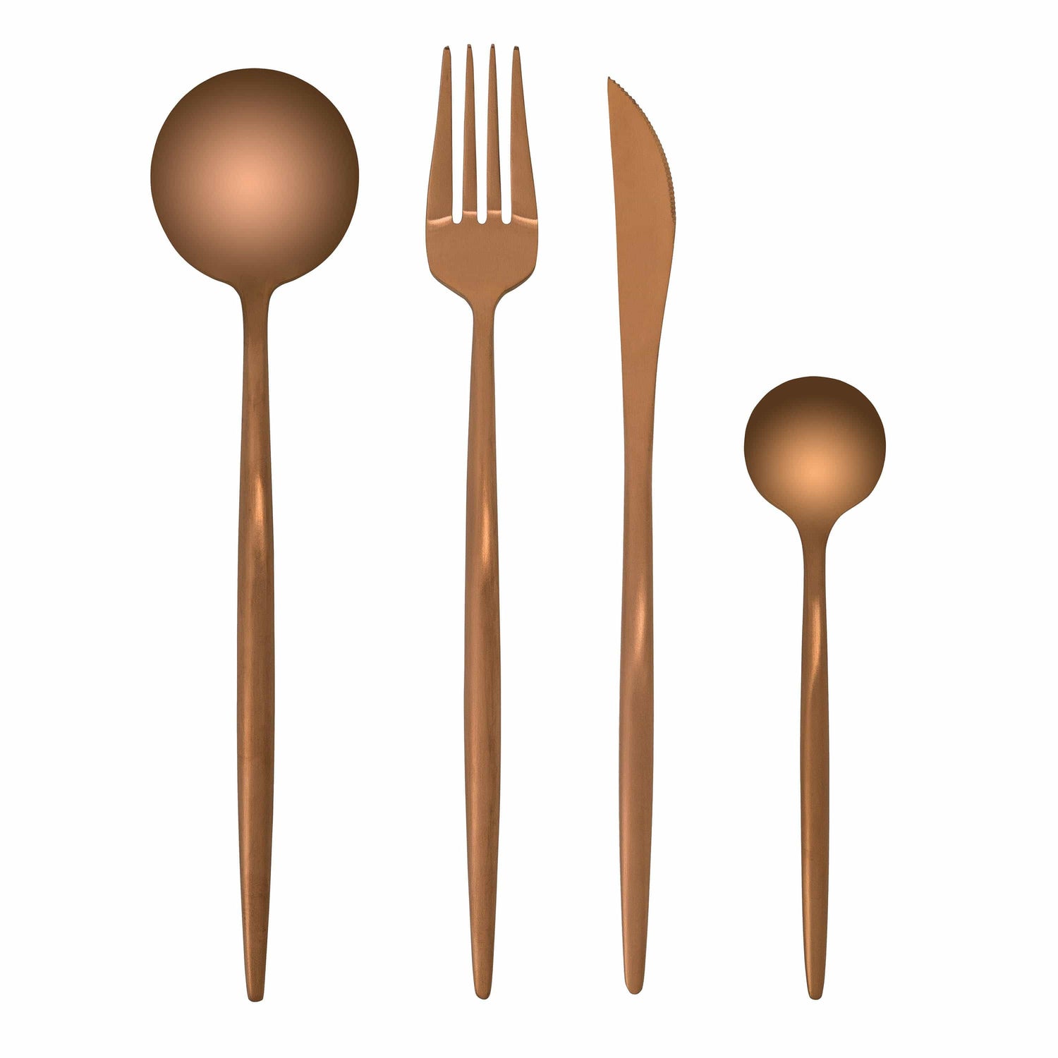 Solid Matte Cutlery Set - Rose Gold / 4 Piece Set - Cutlery 