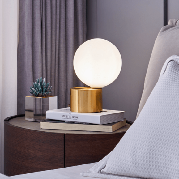 Sphere and Golden Base Table Lamp - Table Lamp