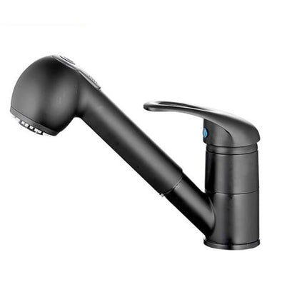 Stylish Pull Out Deck Mount Kitchen Faucet - Black Matte - 