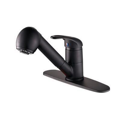 Stylish Pull Out Deck Mount Kitchen Faucet - Black Plate - 
