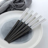 Stylish Stainless Steel Chopstick - Black And White - 