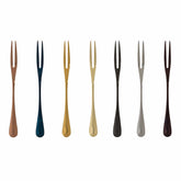 Stylish Two Tine Stainless Steel Fruit Fork - 7 Piece Set - 