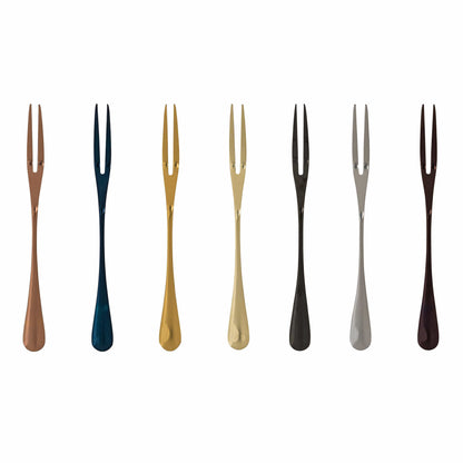 Stylish Two Tine Stainless Steel Fruit Fork - 7 Piece Set - 