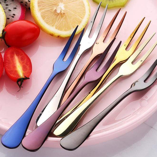 Stylish Two Tine Stainless Steel Fruit Fork - Cutlery Set