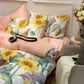 Sunflower Print Egyptian Cotton Duvet Cover Set - Duvet 