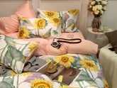 Sunflower Print Egyptian Cotton Duvet Cover Set - Duvet 