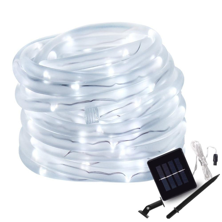 Tube String LED Solar Garden Light - White / 50 LED Lights /